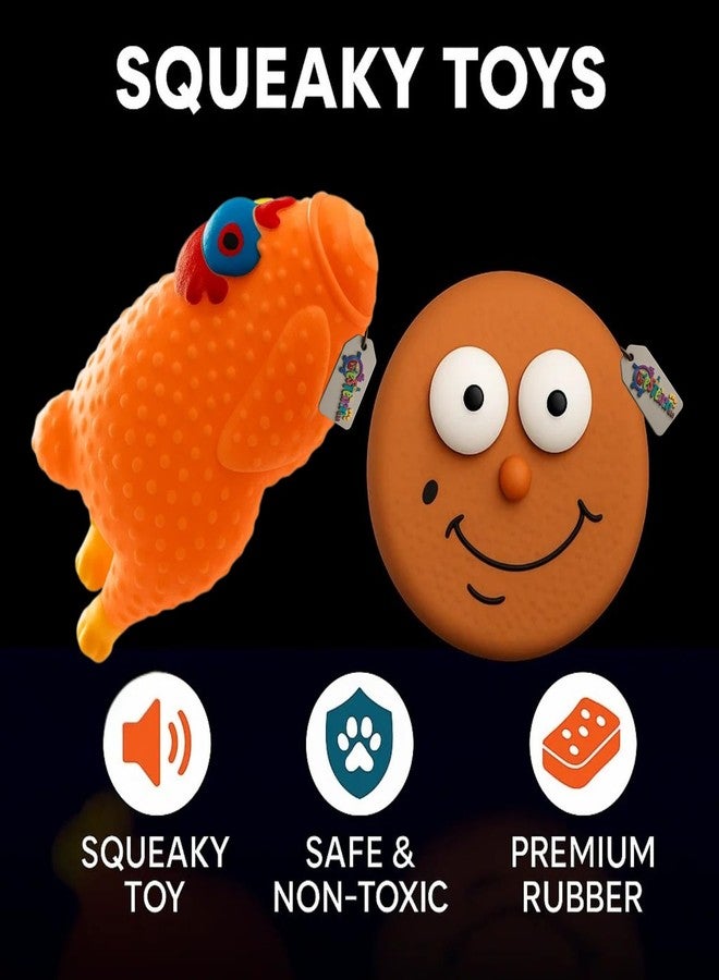 Western Era Squeaky Dog Toy Combo | Cookie Face & Roast Chicken Design | Durable Rubber | Soft Chew & Built-in Squeaker | Interactive Toys for Small & Medium Dogs | Vibrant, Fun & Engaging (Type 3) - Image 4